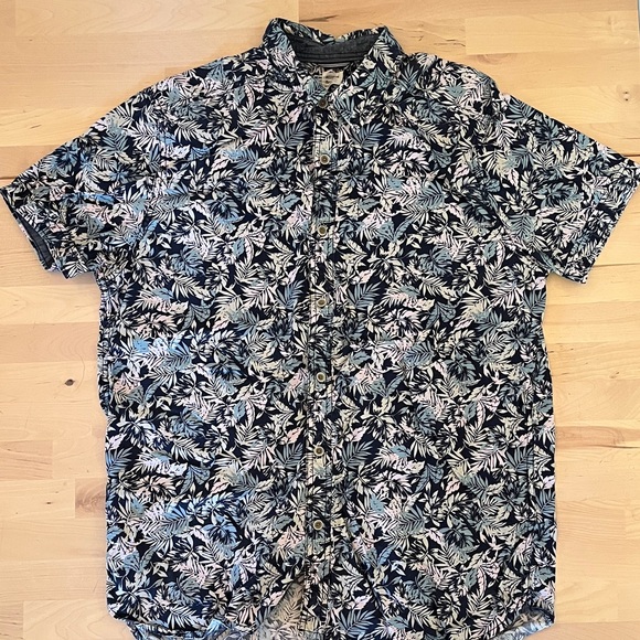 Men's Leaf Pattern Casual Shirt - Blue - Picture 1 of 2